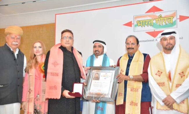 Dr. Jitendra Matlani, a renowned social icon of Dubai conferred with the prestigious Bharat Gaurav Award