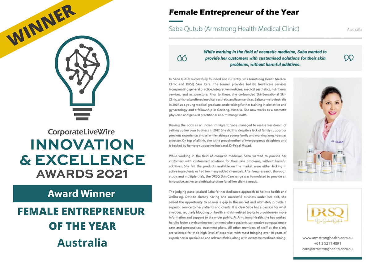 Indian small town girl awarded Women Entrepreneur of the year, Australia 2021