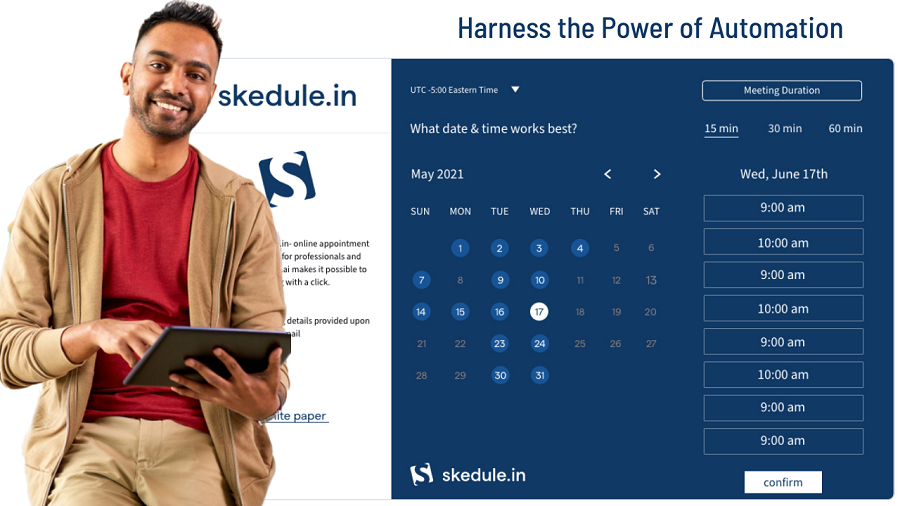Scheduling Appointments now takes less than 30 seconds, with SKEDULE.IN